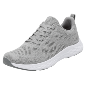 Gray Mesh Running Sneakers for Men – Medium Athletic Shoes